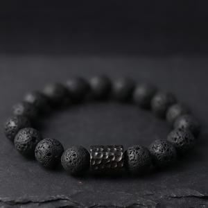 TEMU 1개 10mm/0.39인치 블랙 천연석 비즈 팔찌 | 참 스티칭 신축성 나무 비즈 뱅글, 펑크 다크 디자인, 남성용 핸드메이드 주얼리, 데일리룩에 완벽, 아버지의 날, 발렌타인데이, 크리스마스에 적합