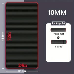 TEMU 10mm 두께 미끄럼 방지 요가 매트, 휴대용 가방 및 스트랩 포함 - , 헬스장, 가정 운동용 고밀도 찢어짐 방지 운동 매트 - 블랙, 특대형 두꺼운 요가 매트, 액세서리, 세련된 디자인, 내구성 있는 운동 용품