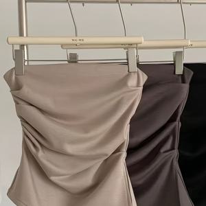 TEMU 3pcs 세트 단색 플리츠 사이드 스플릿 브레이저 슬림 반팔 탑