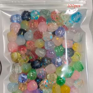 TEMU 100개 화려한 금박이 뿌려진 옥 모조 아크릴 구슬, 튤립 봉오리 모양 구슬, 주얼리 제작용, DIY 팔찌, 목걸이, 귀걸이용, 유화용 직구멍 구슬, DIY 부케, 고풍스러운 머리핀, 한 푸 머리핀 꽃 액세서리용