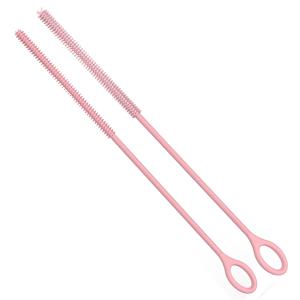 TEMU 실리콘 빨대 청소 브러쉬 | 매우 긴 슬림 브러쉬 헤드, 좁은 튜브용으로 설계, 뚜껑 빨대/병 빨대/보온병 컵에 쉽게 닿아, 음식용 등급의 유연성으로 꼼꼼한 얼룩 제거