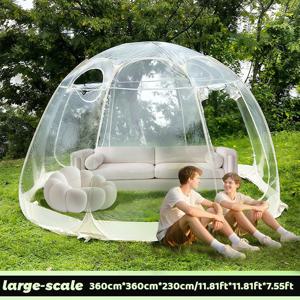 TEMU 팝업 버블 텐트 | 6-8인용 휴대용 돔 텐트, 바람 및 추위 방지, 폴리에스터 원단, 투명, 지퍼 잠금, 사계절 사용