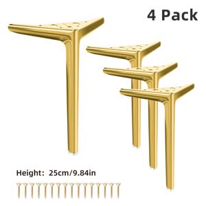 TEMU 4개 묶음 업그레이드된 높은 금속 가구 지지 다리 | 25 cm (9.84 in) 반원형 3갈래 디자인, 금도금 또는 새틴 블랙 마감, 캐비닛, 소파 및 가구를 위한 강력한 하중 지지 헤비 듀티 발