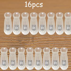 TEMU 16개 미니어처 투명 꽃병 세트, 간편한 꽃꽂이 디자인, 소형 레진 장식 병, 홈 데코, 차량 장식, 미니어처 집, 조경 장면 장식에 적합, 작은 선물로 완벽