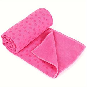 TEMU 1개 미끄럼 방지 핫 요가 타월, 흡수성 부드러운 마이크로파이버, 다양한 색상, 및 요가 매트용, 세척 가능, 폴리에스테르 및 나일론 혼방, 짠 직물, 피트니스 및 야외 장비