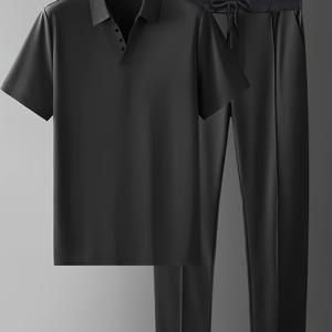 TEMU 남성용 패션 프린트 수트, 캐주얼 순백색 프린트, 파티 및 저녁 일상 축제용, 홈, 사계절 턴오버 칼라 쇼츠 셔츠와 팬츠 세트