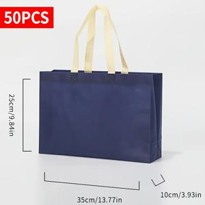 TEMU 50개 재사용 가능한 쇼핑 토트백, 부직포 원단, 할로윈, 크리스마스, 파티 답례품, 의류 보관, 결혼식, 생일 선물, 공예 운반용으로 다용도, 4가지 색상으로 제공, 크기: 25X35X10Cm/9.84X13.77X3.93Inch, 선물 가방