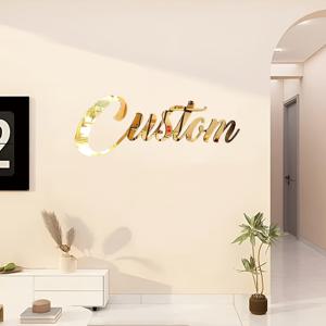 TEMU 맞춤형 아크릴 미러 데칼, 침실/거실/바//스터디룸/메이크업 룸 파티 배경 장식용 골드/은색/블랙 글자 개인화 텍스트 스티커, 독특한 이름 벽 예술, 가족/친구/파트너를 위한 완벽한 생일 및 휴일 선물, 어머니날 선물