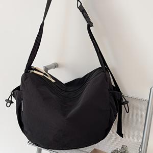 TEMU 패션 여성용 단색 나일론 바디백, 캐주얼하고 우아한 만두 가방, 숄더백, 지퍼 잠금, 안감, 데일리 출퇴근 및 다양한 행사용 다기능 싱글 숄더백