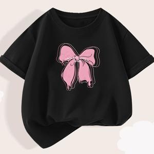 TEMU 2025 중고령 여아용 루즈핏 반팔 티셔츠