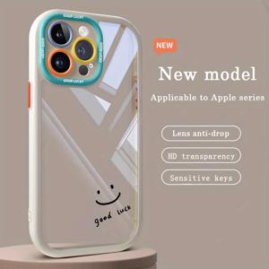 TEMU 휴대폰 케이스 - 창의적인 해피 페이스 커플 하이엔드 아이폰 X/11/12/13/14/15/16/17/Plus/Pro/Promax 호환, 슬림형 패션 남녀 공용 컬러 크림 내성 및 내마모성 보호 케이스