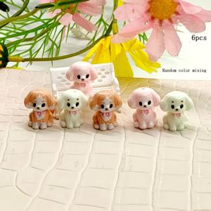 TEMU 6개 혼합 색상 레진 세로 구멍 리본 매듭 손그림 강아지 장식 비즈, 주얼리 장식, 비즈 펜 장식, 홈 데코