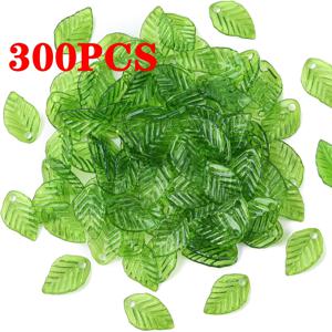TEMU 300개 녹색 아크릴 잎사귀 비즈, 주얼리 제작용, 수제 다면체 스트링 장식 비즈 & 비즈 모음, 귀걸이, 팔찌, 목걸이, 헤어 장식, Ymapinc 잎사귀 참에 적합한 주얼리 제작 용품