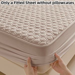 TEMU 단단한 두꺼운 매트리스 보호 시트 & 매트리스 커버, 부드럽고 통기성 좋은 퀼트 침대 스커트, 딥 포켓, 싱글/더블 침대용, 호텔 기숙사 가정용 (베개 미포함)