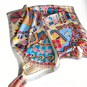 TEMU 100% 뽕나무 실크 스퀘어 스카프 - 우아하고 스타일리시한 스타일 여성용 스퀘어 스카프 27.5인치 - 멀티컬러, 사계절용 - 일상적인 야외 캐주얼 복장용