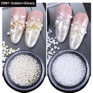 TEMU 미니 혼합 세트 2박스, 네일 아트 추가 및 용품용 1.5-2mm 순백색 반원형 납작 진주 비즈