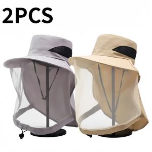 TEMU 2개 세트 여름 신상 남녀공용 낚시 모자, 통기성 메시 및 탈부착식 마스크 포함, 야간 낚시, 야외 차가락, 사이클링, 하이킹, 캠핑에 적합. 스타일리시하고 통기성이 좋으며 다양한 야외 활동에 편안함을 제공합니다.