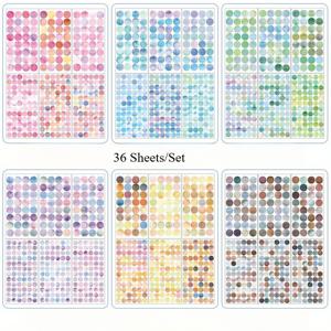 TEMU 36장/세트 드림리 모란디 컬러 도트 스티커 (세트당 6팩) 원형 라벨 마킹 스크랩북 사진 실링 스티커. 앨범 스크랩북, 정크 저널 및 기타 시나리오에 적용 가능