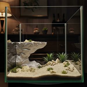 TEMU 3D 프린팅 어항 관찰 탑, 미조립 선테라 및 파충류 은신처, 어항 장식, 물고기 및 파충류를 위한 더 나은 생태계를 창조, 어항 조경 액세서리