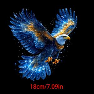 TEMU 4개입 내구성 좋은 열전사 프린트, 2D 평면, 클리어, 파란색 독수리 패턴, 남녀 모두에게 완벽한 열전사 스티커입니다. 티셔츠, 청바지, 재킷, 백팩 및 모자에 부착하여 스타일을 향상시킬 수 있습니다 - 열전사