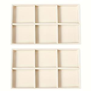 TEMU 6구획 벨벳 주얼리 트레이 2개 세트, 반지 귀걸이 목걸이 커프스 보관 디스플레이 박스, 주얼리 정리함, 선물 데스크탑 보관 고급 방진, 주얼리 트레이