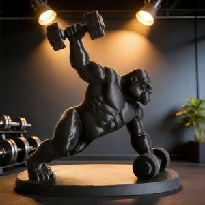 TEMU 1개 - 피트니스 덤벨 고릴라 조각상, 헬스장 장식/가정 사무실용 완벽한 선물, 피트니스 애호가를 위한 창의적인 선물 책상 장식/밸런타인데이/크리스마스/친구 선물/생일 선물 (수집품)