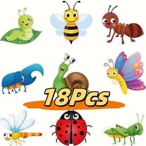 TEMU 18개/세트 곤충 동물 불대사 보드 컷아웃 - 신학기 교실 장식, 나비 벌 무당벌레가 있는 소박한 농장 테마 벽 장식, 교사 학생 교육 용품 및 파티 장식