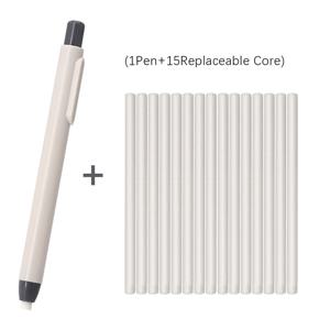 TEMU MROOFUL 전문가용 버튼식 확장형 아트펜 지우개, 교체용 심 15개 포함 - 드로잉, 페인팅, 디자인에 적합한 정밀 팁, 예술가, 학생, 취미가를 위한 무尘 지우기 - 연필, 마커, 흑연용 교체식 지우개