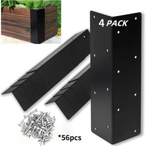 TEMU 60개 세트, 강화형 90도 직각 브래킷 4개 + 나사 56개, 블랙 침대 고정용 앵글, 범용 RV 및 주방 가구 커넥터, 대형 금속 하드웨어 액세서리