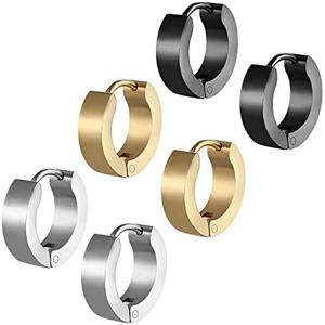 TEMU 6PCS 안티 알레르기 티타늄 스틸 후프 귀걸이 펑크 록 작은 Huggie 라운드 부드러운 원형 귀걸이 여성 남성 패션 쥬얼리