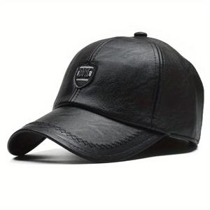 TEMU 1pc 남성용 영국식 PU 가죽 야구 모자 조절 가능한 여름 통기성 캐주얼 모자 봄/가을/봄 여름, 선물로 이상적인 선택