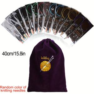 TEMU 9개/세트 원형 뜨개질 바늘 (가방 포함), 4가지 사이즈 스테인리스 메탈 원형 뜨개질 바늘 (얀 뜨개질용), 원형 뜨개질 핀 코바늘 직조 도구