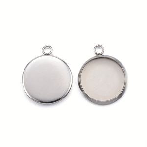 TEMU 100개 304 스테인리스 스틸 펜던트 참 - DIY 주얼리 만들기용 12/14/16/20mm 플랫 라운드 블랭크 카보숑 세팅 트레이 포함, 팔찌 & 목걸이 공예 재료, 대량 주얼리 제작 참, 광택 있는 메탈릭 펜던트