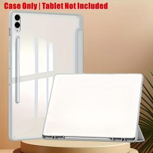 TEMU 2023년형 삼성 Tab S9 PLUS 케이스, 트리플 폴드 아크릴 FE 플러스 (펜 네스트 스탠드 포함), 12.4인치 가죽 케이스 풀팩, Sleep X810 태블릿 컴퓨터 케이스