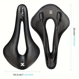 TEMU RYET 카본 가죽 안장 초경량 로드 바이크 MTB 레이싱 Pu 소프트 시트 쿠션 자전거 오발 레일 7*9 시트링 사이클링 액세서리