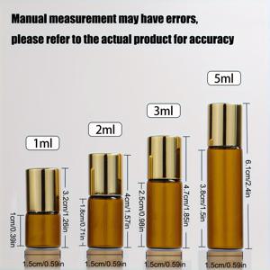 TEMU 30개 앰버 유리 롤러 보틀 1ml/2ml/3ml/5ml 미니 향수 에센셜 오일 바이알 용기, 화장품 액체-여행용 추가, 유리 에센셜 오일 빈 향수병 (롤러 볼 및 플라스틱 캡 포함)