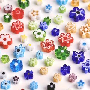 TEMU 4/6/8mm 혼합 유리 꽃 비즈 - 다양한 색상의 DIY 주얼리 만들기용, 팔찌, 목걸이, 귀걸이용 스페이서 비즈 - 고품질 공예 재료
