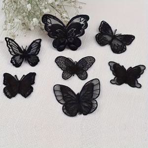 TEMU 8개 검정 나비 자수 패치 다리미 부착/바느질 아플리케 패션 신상 공예 장식 의류, 모자, 신발, 가방용