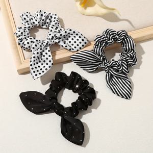 TEMU 3개 세트 우아한 리본 장식 헤어 루프, 여성용 대장간 헤어 타이 포니테일 홀더, 일상 사용