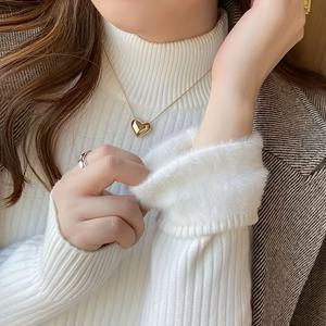 TEMU 긴팔 스웨터, 하이넥 단색 슬림핏 스웨터, 기저-layer로 착용, 외출복으로 착용, 하이넥 이지 스웨터, 플리스 스웨터, 따뜻한 스웨터, 겨울 스웨터