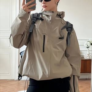 TEMU 세련된 새로운 단색 지퍼 후드 방풍 캐주얼 재킷|짐웨어