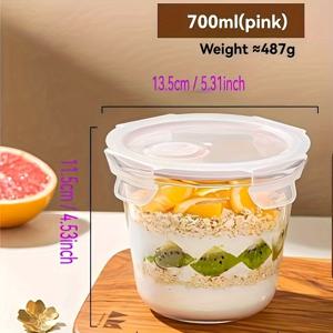 TEMU 고보로실리케이트 유리 도시락 보온 뚜껑이 있는 전자레인지 가열 전용 그릇, 신선 유지 과일 벤토 박스와 도시락 상자