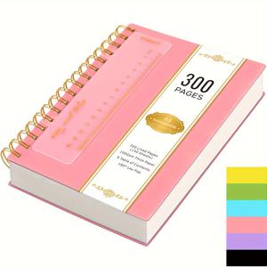 TEMU A5 스파이럴 노트 (PVC 커버), 업무 및 학교에 적합, 300페이지 하드커버, 남성용 격자형 종이, 100GSM 두께의 두꺼운 종이로 제작된 대학생용 노트, 5.7인치 x 8.4인치, 신학기 시즌에 완벽