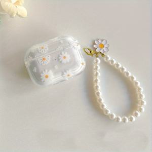 TEMU 플라워/화이트 데이지 스타일 애플 이어폰 미끄럼 방지 보호 케이스 커버, 에어팟 헤드셋 케이스 미끄럼 방지 미끄럼 방지 보호 커버에 적합