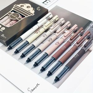 TEMU 커피 테마 속건성 액체 젤펜 6개/8개 세트, 번짐 없는 부드러운 터치펜, 필기용 드로잉용 학교 및 사무용품
