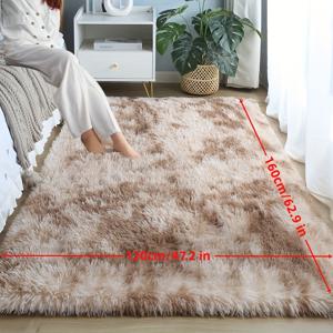 TEMU 북欧풍 푹신한 에리어 러그 1개, 거실, 침실, 다이닝 테이블, 소파 또는 침대 옆용 부드럽고 털이 많은 바닥 카펫, 바닥 매트용 도톰한 고탄성 밑면, 라이트 베이지 색상, 홈 데코