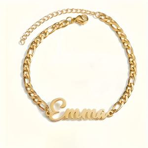 TEMU 1개 맞춤형 이름 팔찌, 18K 금도금 304 스테인리스 스틸 남성용 쿠바 링크 체인, 개인화 304 스테인리스 스틸 조절 가능 펜던트 팔찌, 맞춤형 이름 주얼리 커플 기념일 선물, 남자친구 생일 선물, 아버지의 날 선물