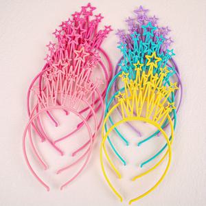 TEMU 사탕 색상 플라스틱 왕관 별 머리띠 12개 세트, 작은 이빨 헤어후프 밴드 걸쇠 포함, 여아 및 여성을 위한 생일 파티 장식 티아라 헤어 액세서리