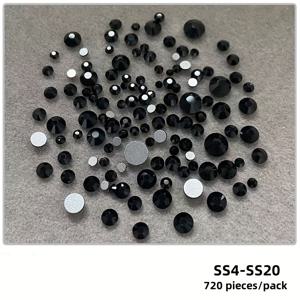 TEMU 720개 플랫백 인조 유리 화이트 및 다양한 색상 SS4-SS20 혼합 사이즈, 네일아트, 아이메이크업, DIY 공예, 가방 및 신발 액세서리용