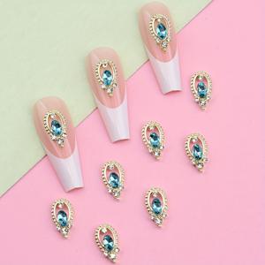 TEMU 10개입 3D 합금 골드 네일 아트 참 장식 주얼리 ( AB 보석 및 라인스톤 포함), 네일 매니큐어 디자인, 네일 아트 주얼리 추가 용품